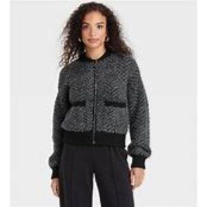 NWT Women's Lady Bomber Jacket - A New Day Charcoal L